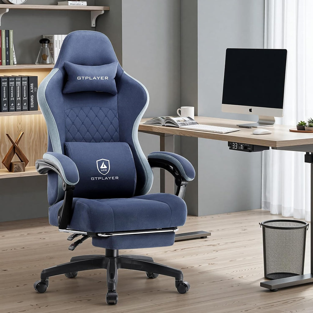 GTPLAYER Gaming Chair, Computer Office Chair with Pocket Spring Cushion, Linkage Armrests and Footrest, High Back Ergonomic Computer Chair with Lumbar Support Task Chair with Footrest