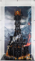 Display Case Compatible with Lego 10333 - The Lord of The Rings: Barad-dûr - Pre-Printed Background Acrylic Showcase - Set Not Included