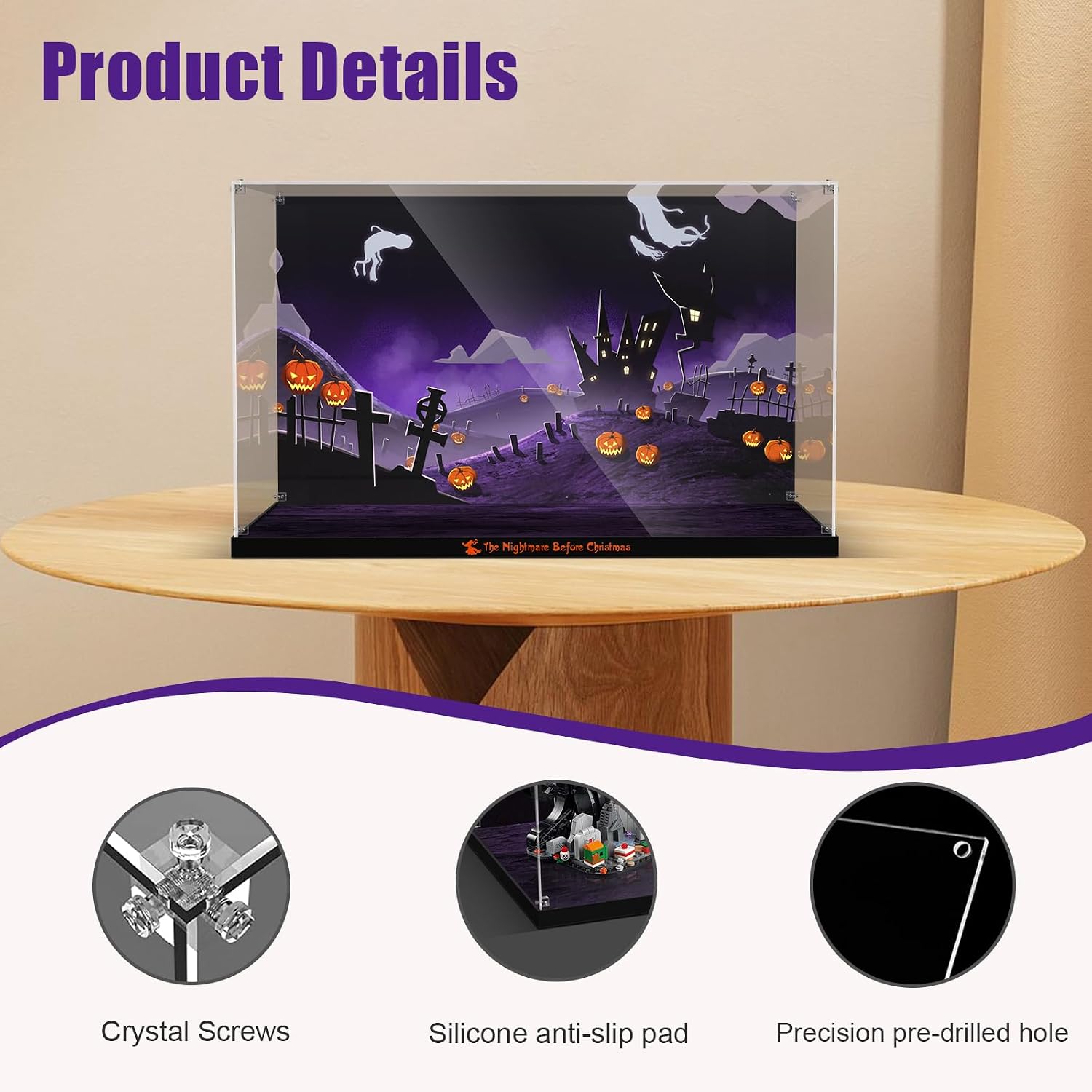 Acrylic Display Case for Lego Disney Tim Burton's The Nightmare Before Christmas, Dustproof Display Box Compatible with Lego 21351 (ONLY Box, NOT Model)