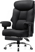 GTPLAYER Big and Tall Office Chair, High Back Computer Gaming Chair with Ergonomic Lumbar Support &Pocket Spring Cushion for Lower Back Pain Relief, Fabric Executive Chair with Foot Rest, Black