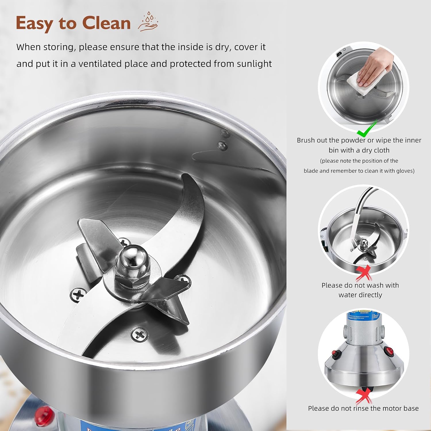 MAGIC MASTER 1000g Grain Mill, High Speed Electric Grinder, Stainless Steel Dry Grinder Machine For Flour, Wheat, Nut, Corn, Rice, Pepper, Herbs, Coffee Beans, Swing, 110V
