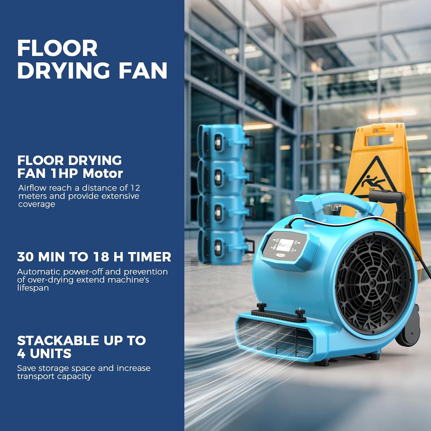 ALORAIR Water Damage Restoration Combo Package 8x Air Mover 2x Air Scrubber 1x Commercial Dehumidifier Ideal for Industrial, Commercial & Home Use - Set 4