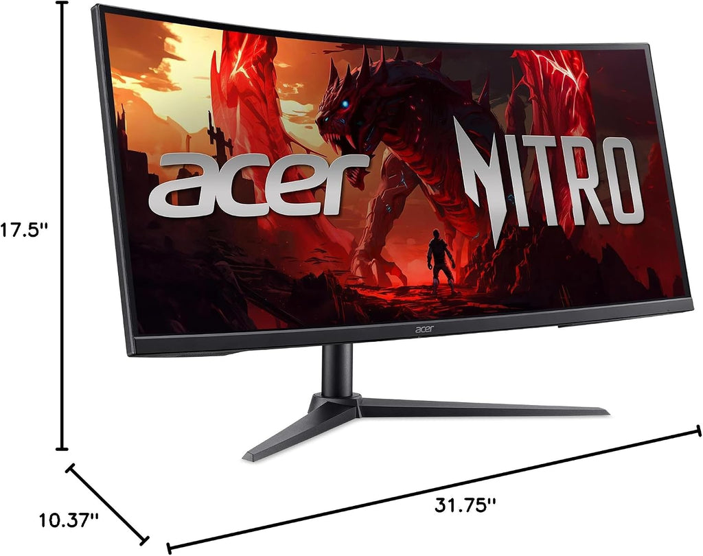 acer Nitro 34' Gaming Monitor | QHD 3440 x 1440 | 1500R 21:9 Curved | AMD FreeSync Premium | 200Hz Refresh Rate | 1ms (VRB) | sRGB 99% | 1 x Display Port 1.4 & 2 x HDMI 2.1 Ports | XZ340CUR X0bmiiphx