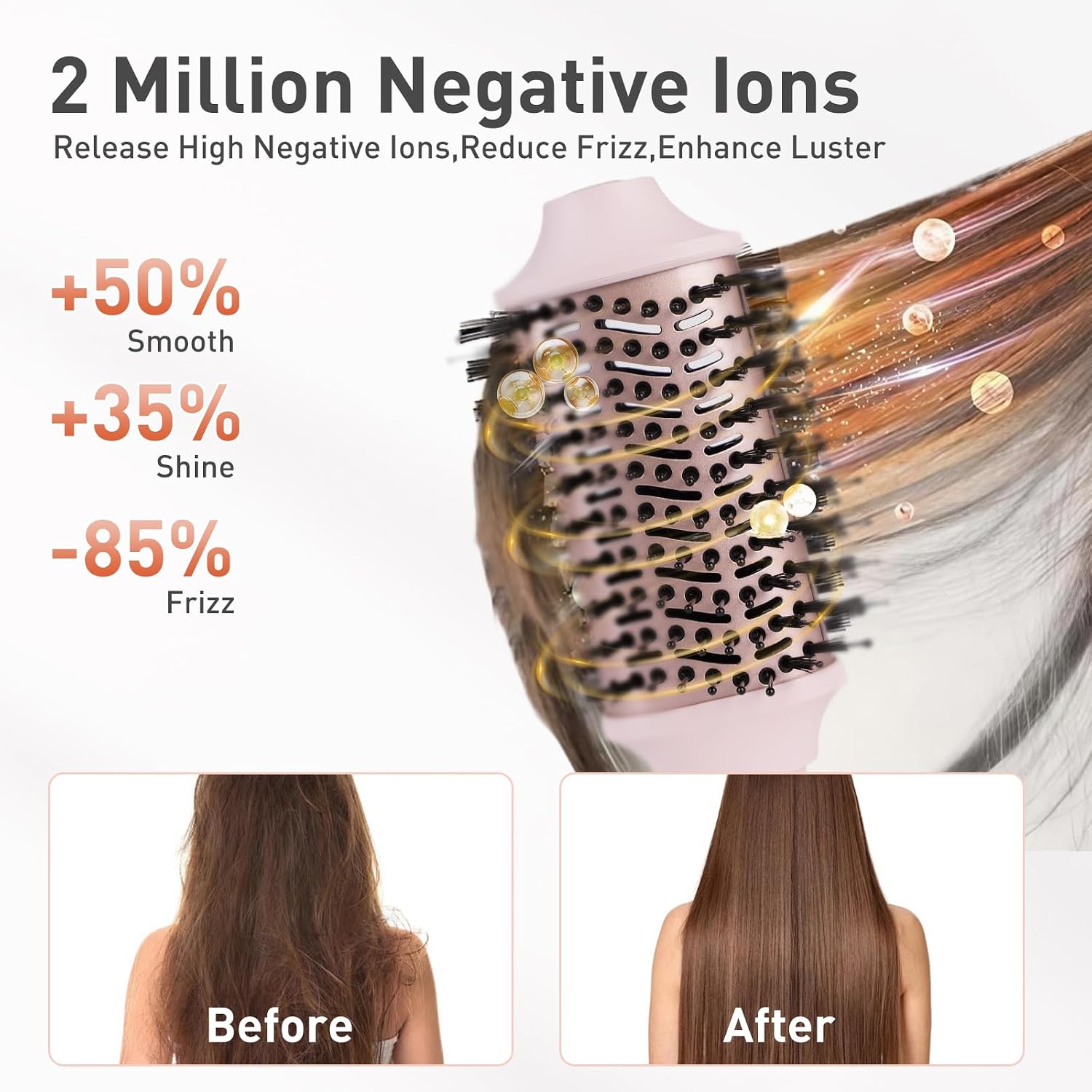 TANSHINE Blow Dryer Brush Set,5 in 1 Professional Hot Air Styler Hair Dryer Brush Styler,High-Speed Dryer Air Curler for Fast Drying Curling Volumizing Straightening Styling,Ionic Technology,Pink