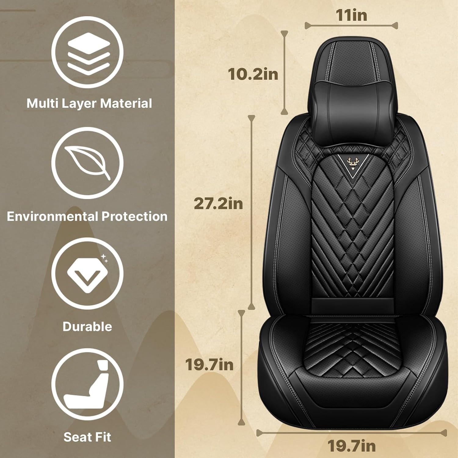 Fit for Ford F250 2011-2026 Seat Covers, Fashion Sport Seat Cover with Waterproof Leather, Airbag Safe Design Seat Protector (2 Front Seat Luxury, Pure Black)