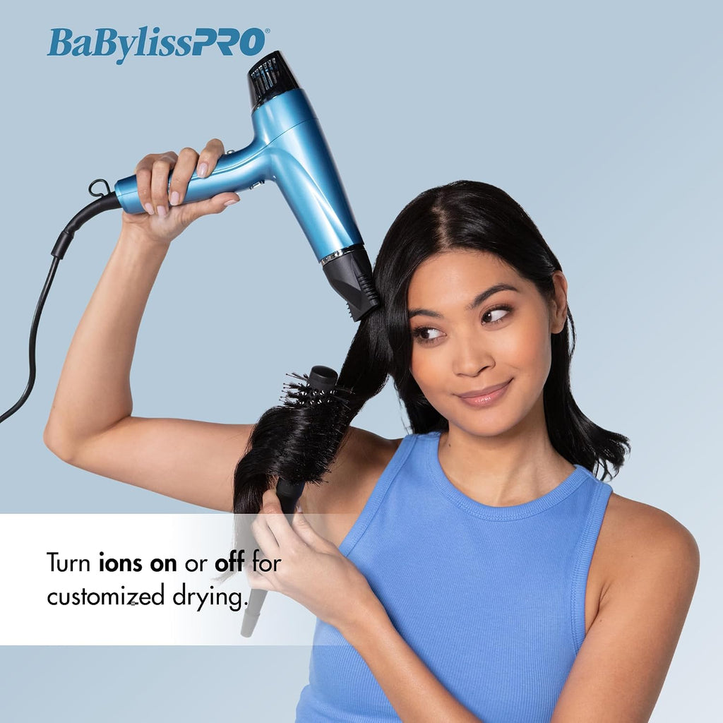 BabylissPRO Nano Titanium Hair Dryer, Professional 1875-Watt Blow Dryer, Lightweight, Ionic Technology Dries Hair Faster with Less Frizz