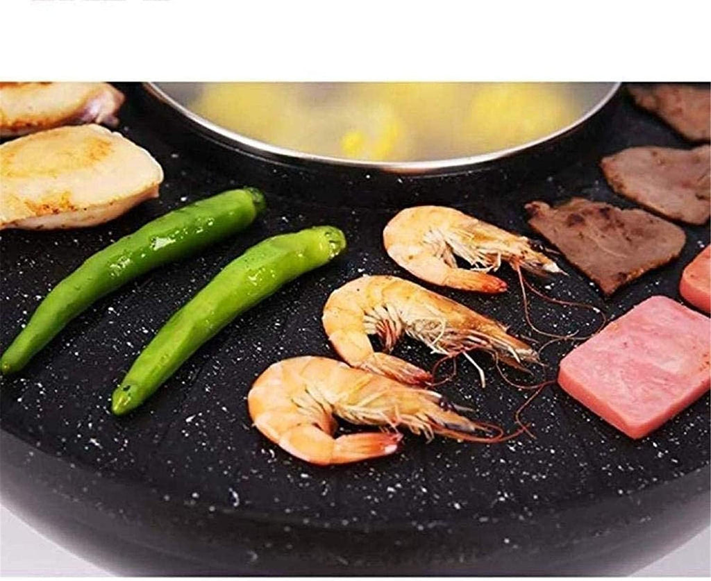 Electric BBQ Grill Indoor BBQ Grill and Hot Pot,Multi-Function Barbecue Hot Pot Double Pot Electric Grill Home Electric Baking Tray Korean Style Dual Control [Energy Class A],Portable Nonstic