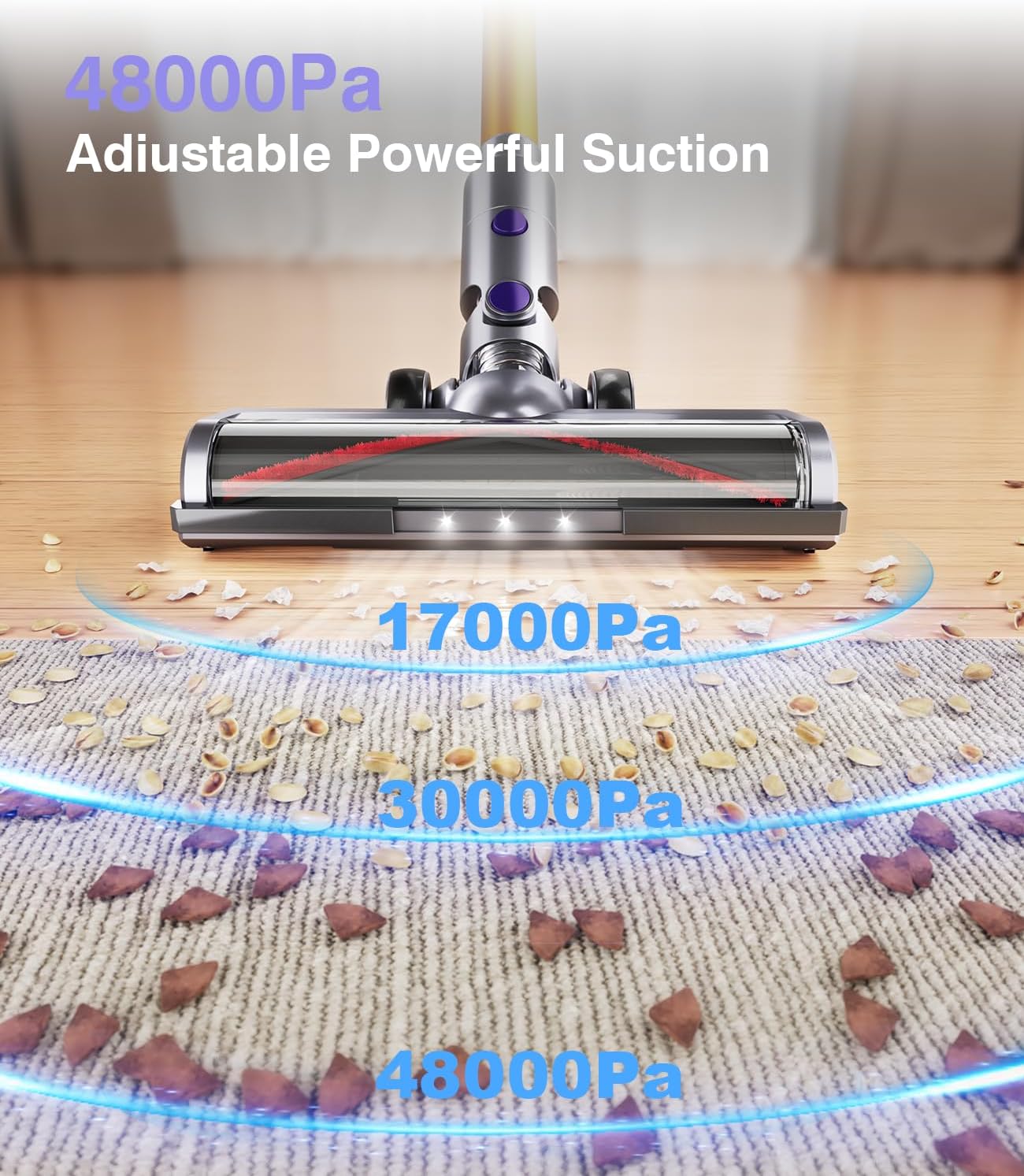 MBYULO Cordless Vacuum Cleaner, 450W 50Kpa Powerful Stick Vacuum, Up to 70Mins Rechargeable Battery, Vacuum Cleaners for Home Anti-Tangled Lightweight Handheld for Hardwood Floor, Carpets, Pet Hair