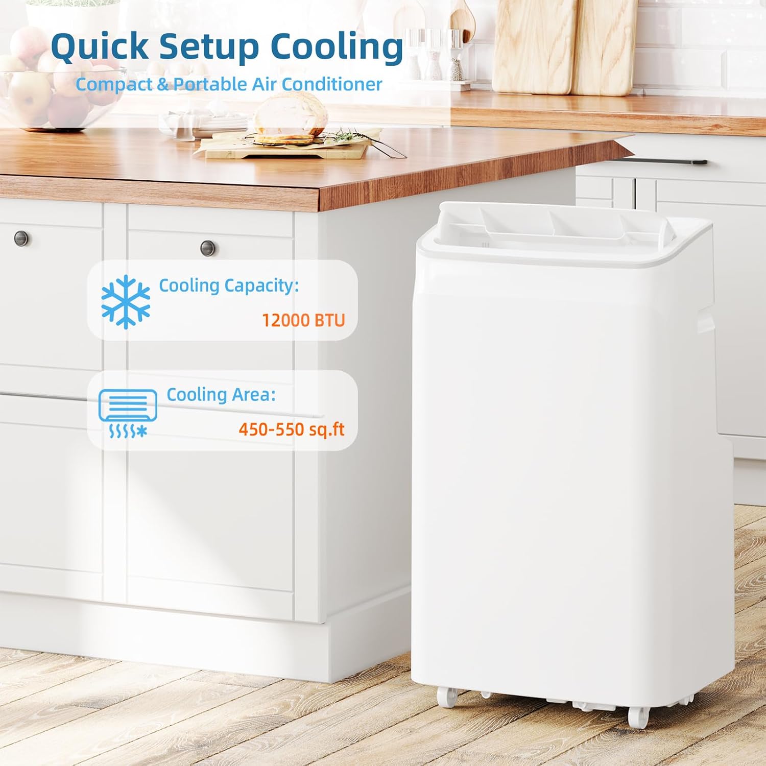 12000 BTU Portable Air Conditioners Cools Up to 550 Sq.Ft, 3-In-1 Portable AC Unit With Dehumidifier, Fan, Cooling Mode & Window Kit, Room Air Conditioner Portable for Bedroom, Living Room, Office