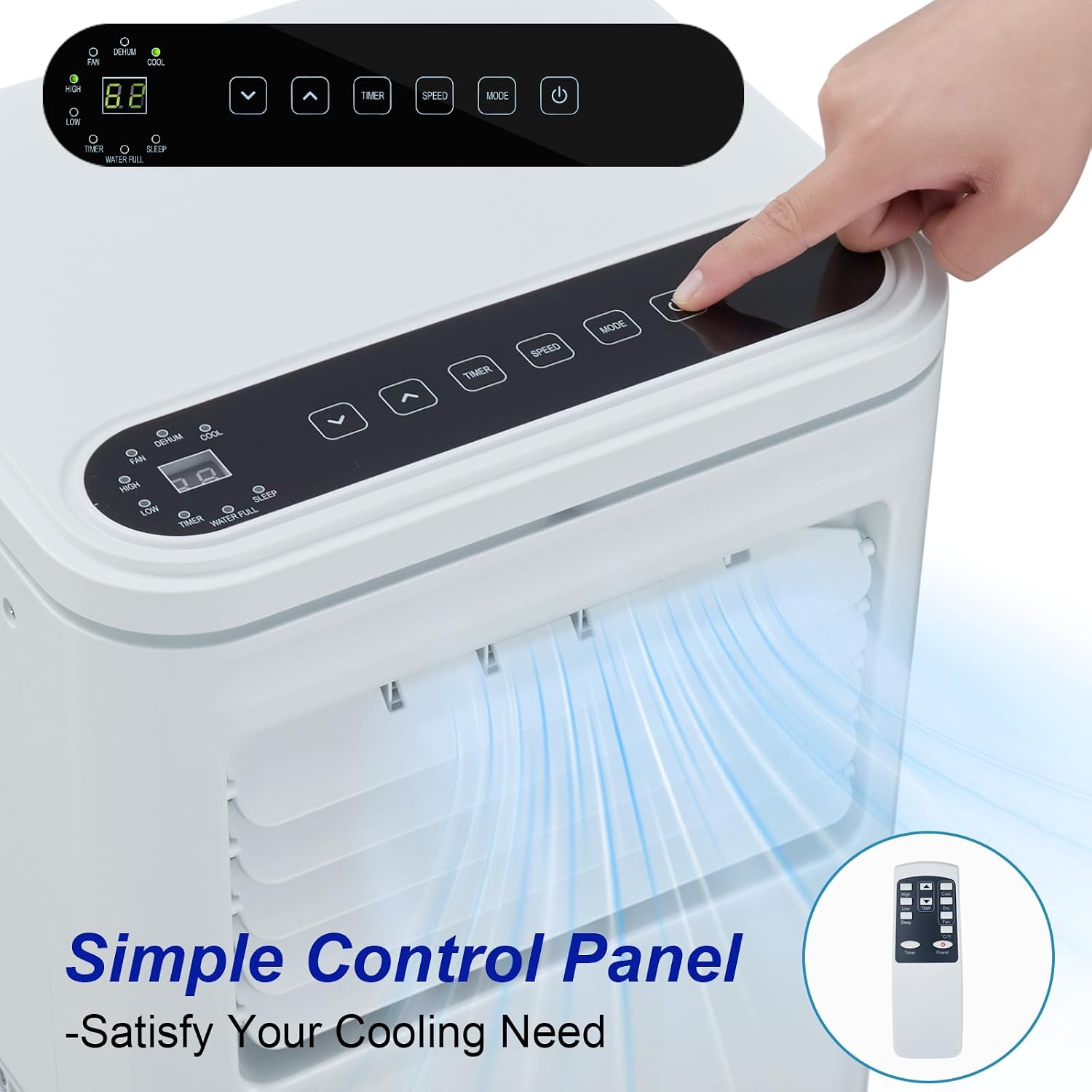 10000 BTU Portable Air Conditioners, 3 in 1 Portable AC Unit with Cooling Dehumidifier Fan, Remote Control, 24H Timer, Quiet 45 dB Sleep Mode, Energy Saving for Home Bedroom