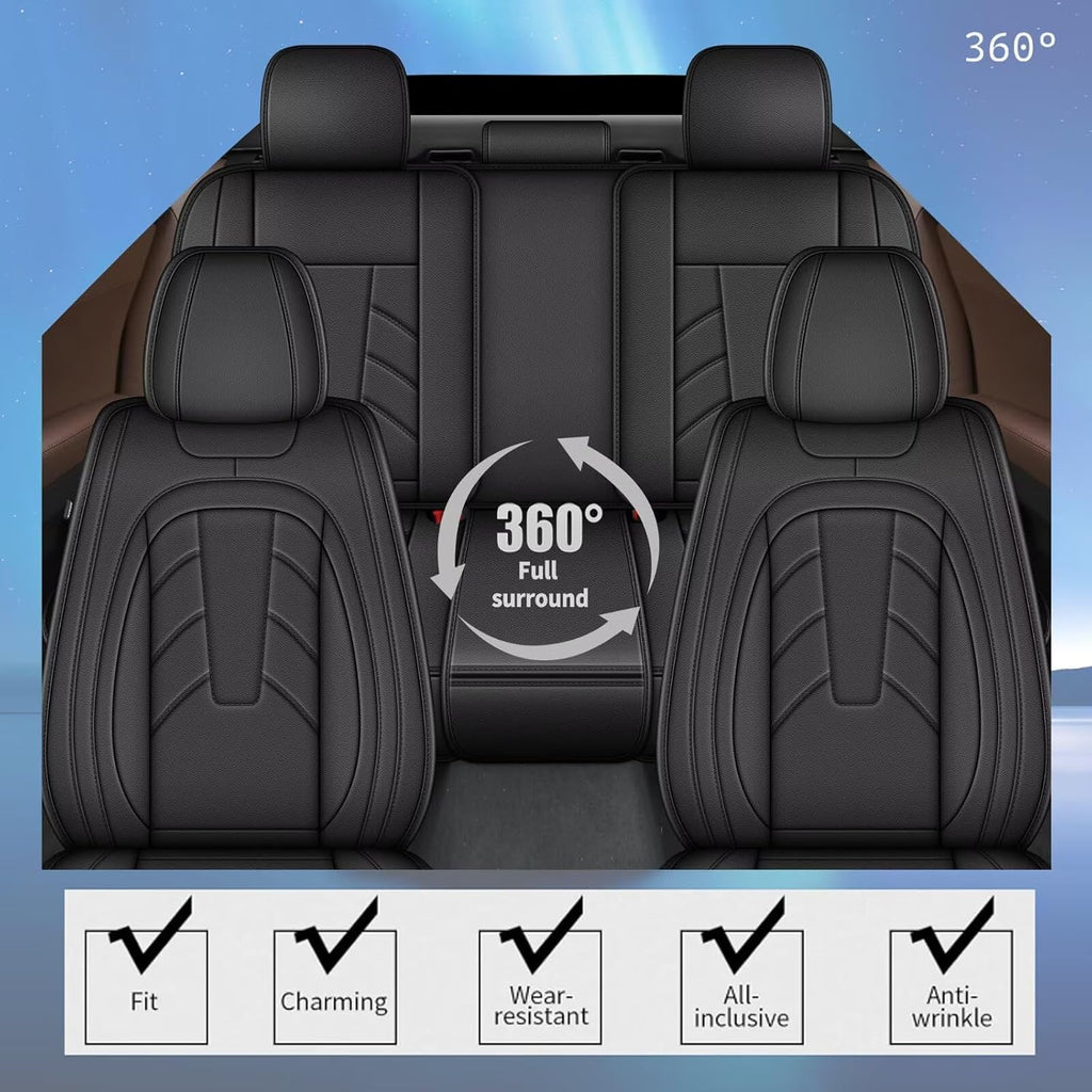 IKABEVEM 2PCS Front Leather Car Seat Covers Fit for Polestar Polestar 2 2022-2024 Waterproof and Anti Staining Auto Protector Car Seat Covers (Black)