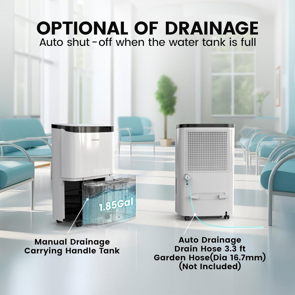 Kesnos 150 Pints 2025 Energy Star Dehumidifier for Home & Basement with Drain Hose, Ideal for Large Spaces up to 7,500 Sq. Ft., Featuring Auto Defrost & Self-Drying Function