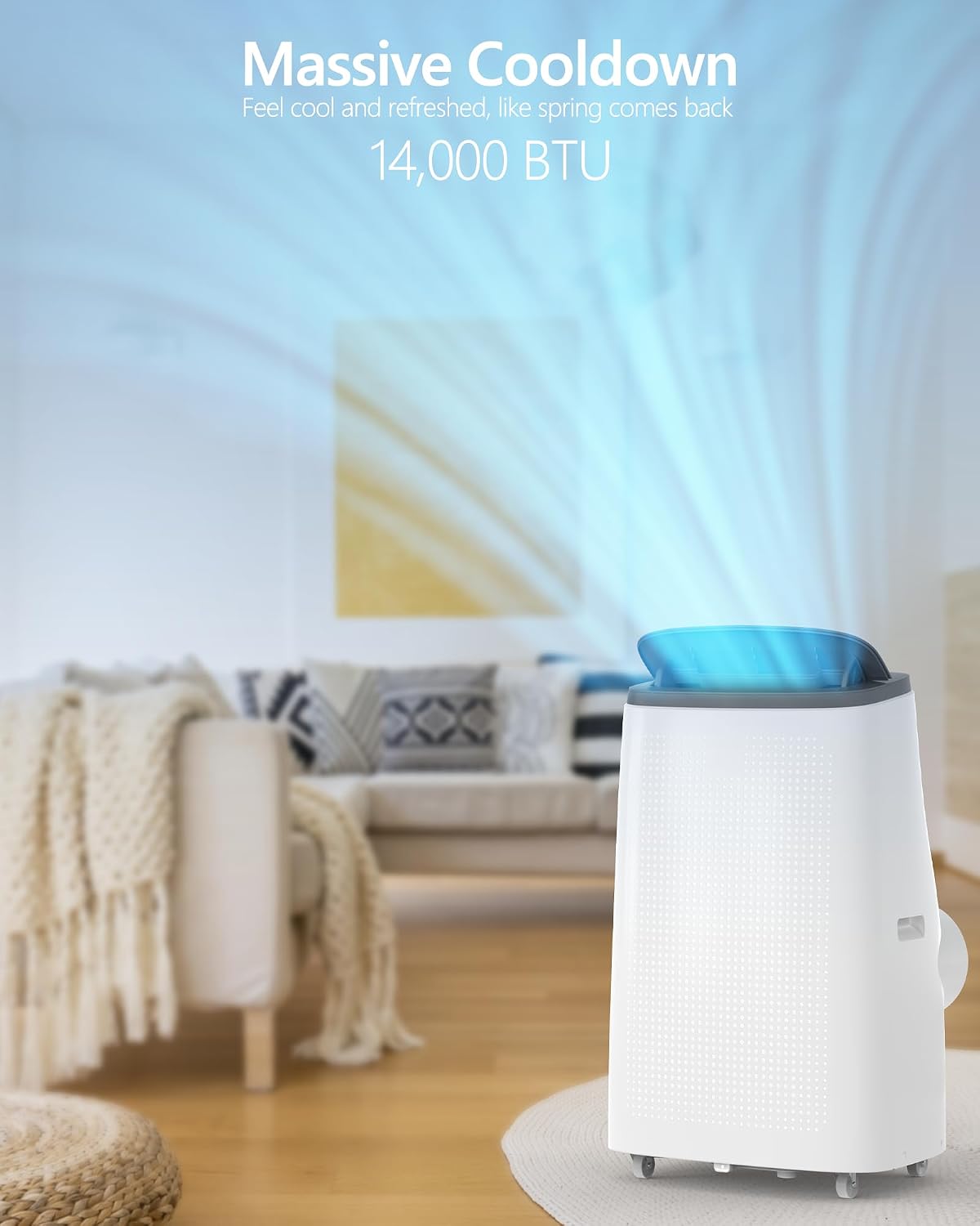 GarveeTech 14,000 BTU Portable Air Conditioner for Indoor Rooms, 3 in-1 AC Unit for Bedroom 550-750 Sq.Ft, Dehumidifier, Fan, Sleep Mode, 24 Timer, Remote Control, Window Kits