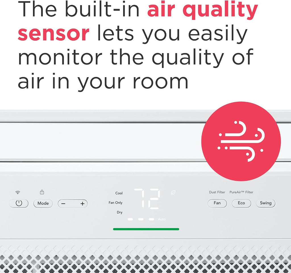 Frigidaire Gallery 12,000 BTU Smart Inverter Window Air Conditioner with Wi-Fi, Energy Star Most Efficient Certification & Indoor Air Quality Monitoring, Cools Up to 450 Sq. Ft., Ultra Quiet, White