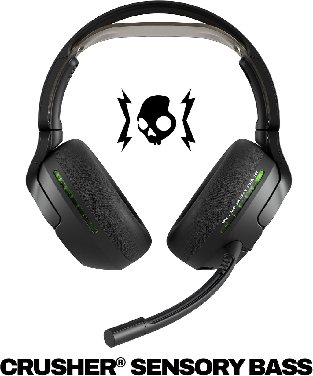 Skullcandy Crusher PLYR 720 Wireless Gaming Headset, Ultimate Immersion and Comfort, THX Spatial Audio, Multi-Sensory Bass, Removable Mic, Xbox, PC, PlayStation, Wireless Transmitter - Digi-Black Xbox