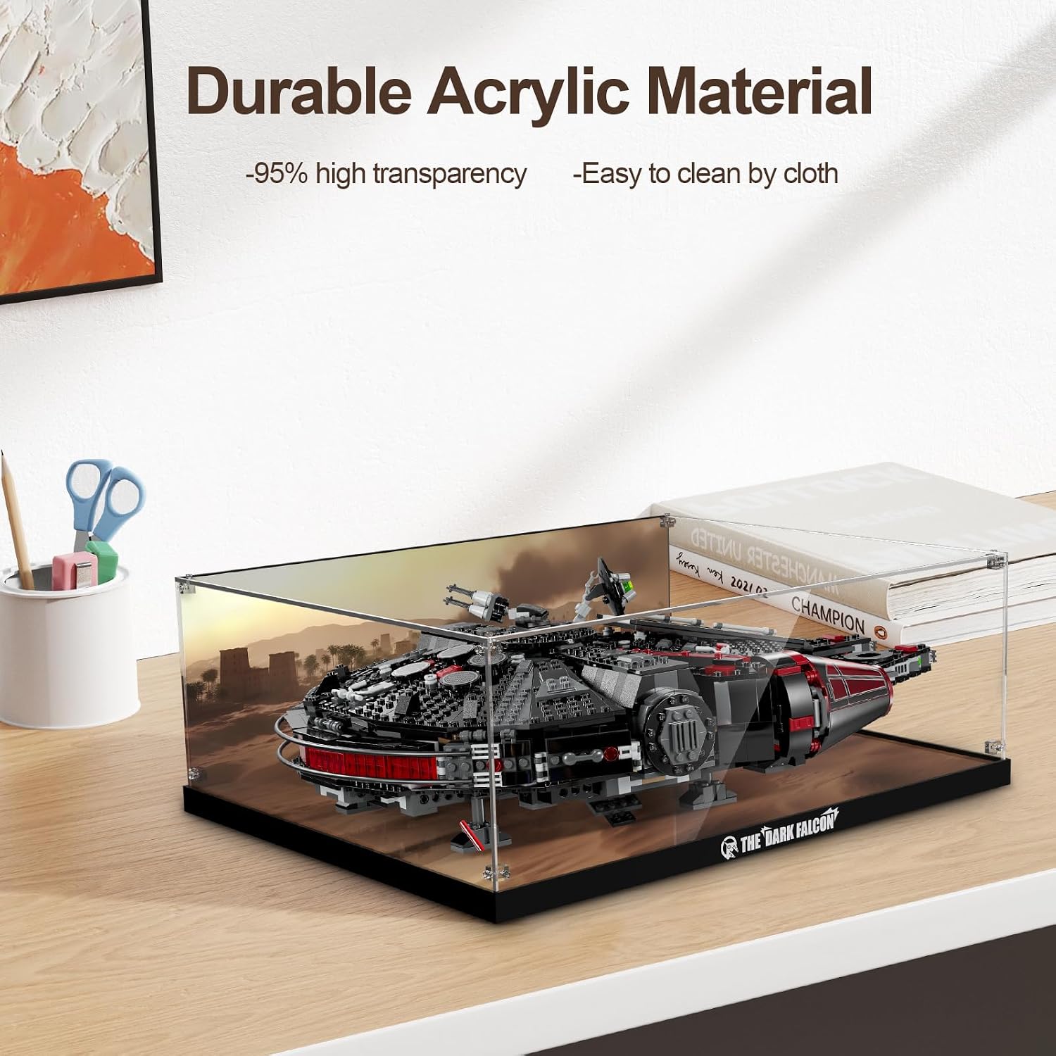 Acrylic Display Case for Lego Star Wars Dark Millennium Falcon 25th Anniversary Buildable Starship Model, Dustproof Clear Display Box Compatible with Lego 75389 (No Models, Only Box)