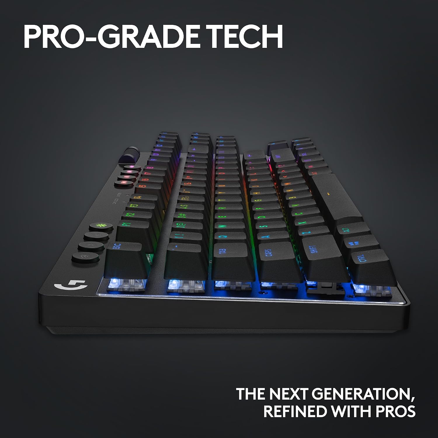 Logitech G PRO X TKL Lightspeed Wireless Gaming Keyboard, Ultra-Portable Tenkeyless Design, LIGHTSYNC RGB, PBT keycaps, Clicky Switches (GX Blue) - Black