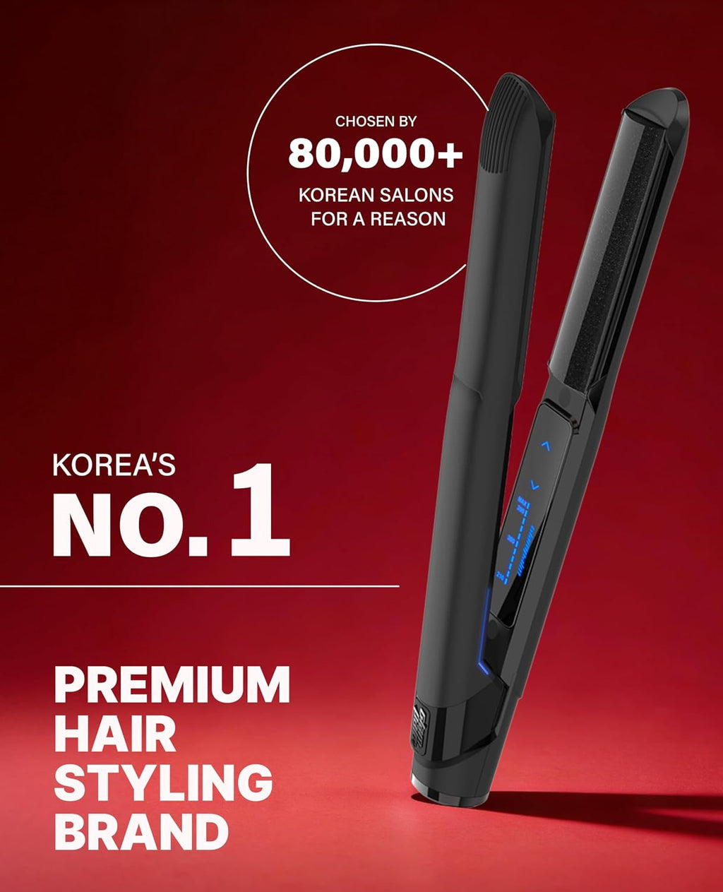 GLAMPALM GlamMuse Volumizing 1' | All-Ceramic Flat Iron Infused with Vita-C, Curved Plates for Volume & Curl, Trusted by K-Pop Hair Stylists, Dual Voltage Hair Straightener, Silk Press | GP202T