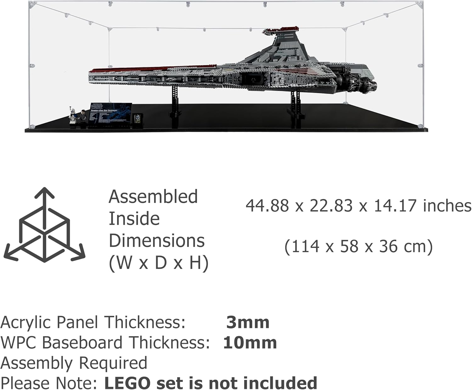 Acrylic Display Case for Venator-Class Republic Attack Cruiser #75367, Dustproof Display Case (Case Only)