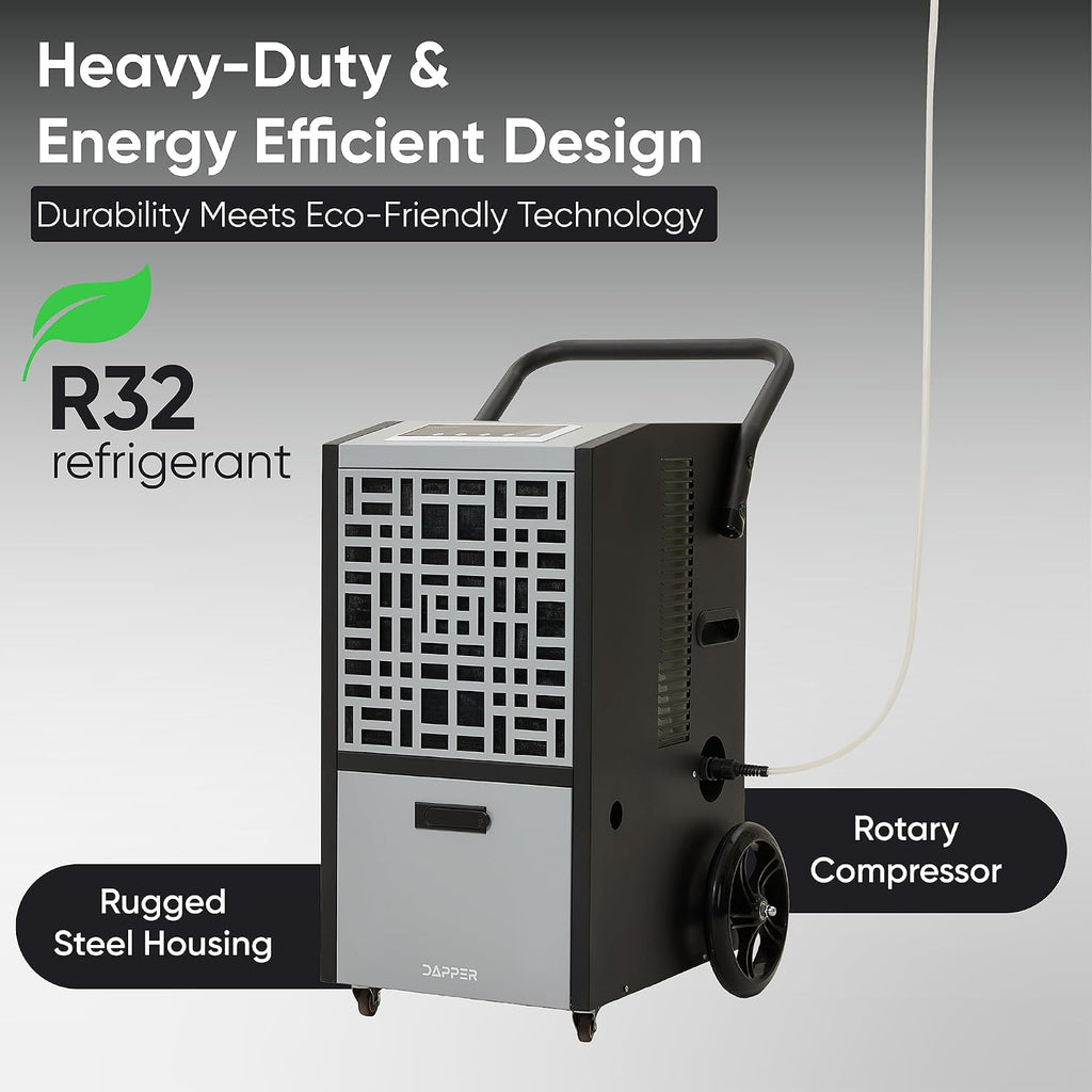 105-Pint Commercial Dehumidifier for Basements & Industrial Spaces – Built-In Pump, Drain Hose, Continuous Operation, 2-Speed Fan, 8000 Sq Ft Coverage, ETL Certified