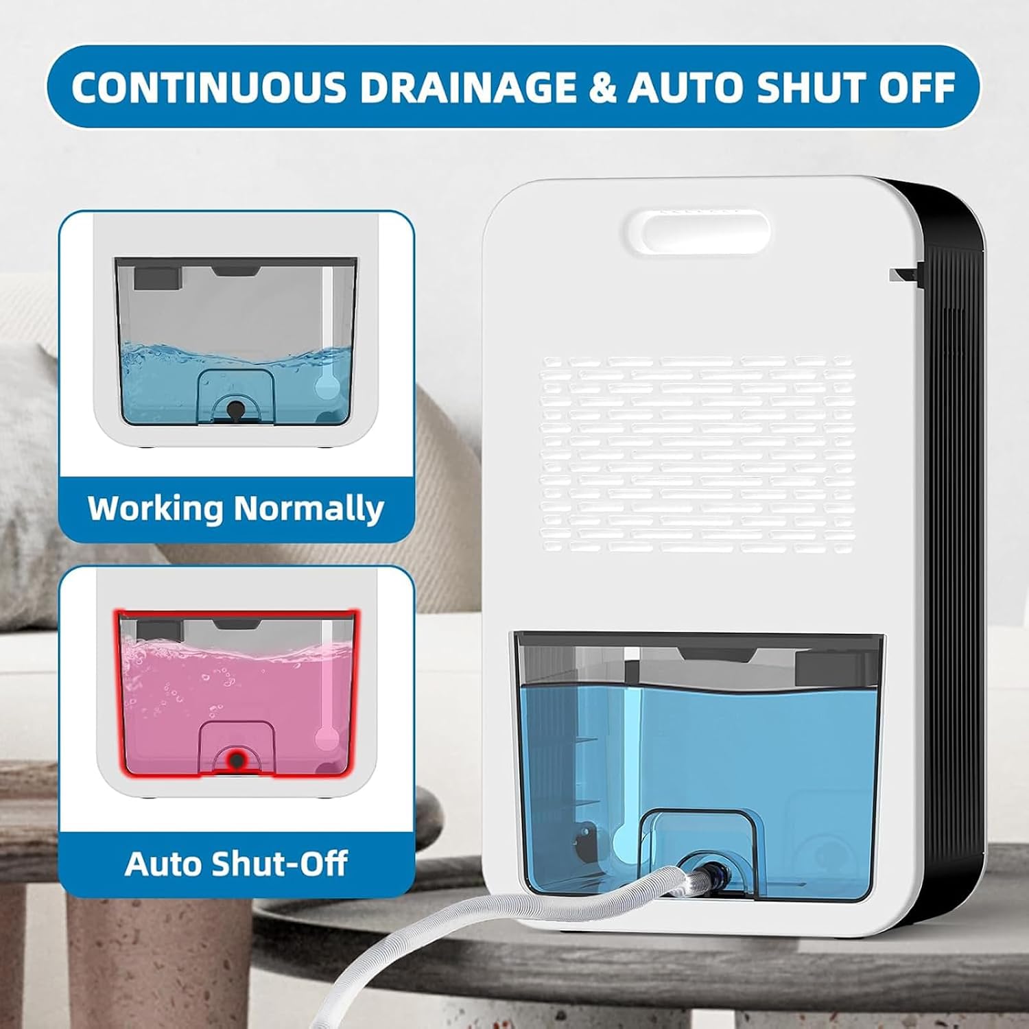 Dehumidifier for Home (980 Sq.Ft), 118 Oz Dehumidifier with Drain Hose, Quiet Portable Dehumidifiers for Bedroom Wtih Sleep Mode, Humidity Display,Auto Shut Off,B
