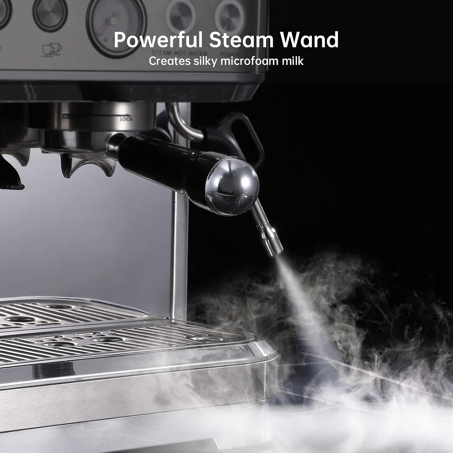 Espresso Machine 15 Bar, LCD Display Espresso Maker with Grinder, Milk Frother and PID Temperature Control, Professional Coffee Maker for Latte Cappuccino - 8.8 Oz Bean Hopper