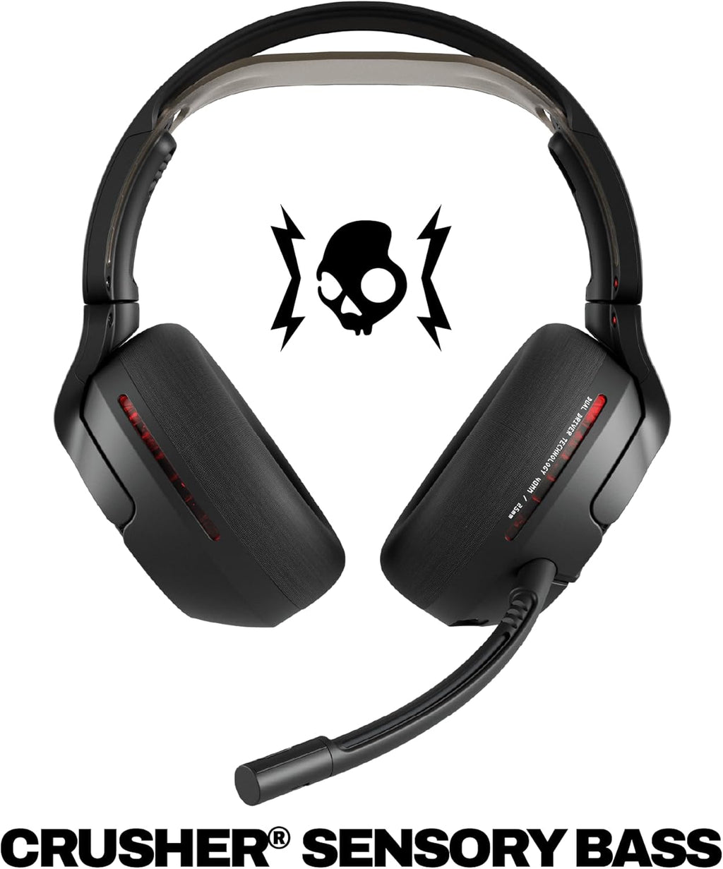 Skullcandy Crusher PLYR 720 Wireless Gaming Headset, Ultimate Immersion and Comfort, THX Spatial Audio, Multi-Sensory Bass and Platform- Digi-Black, Removable Mic, PC, PlayStation, Nintendo