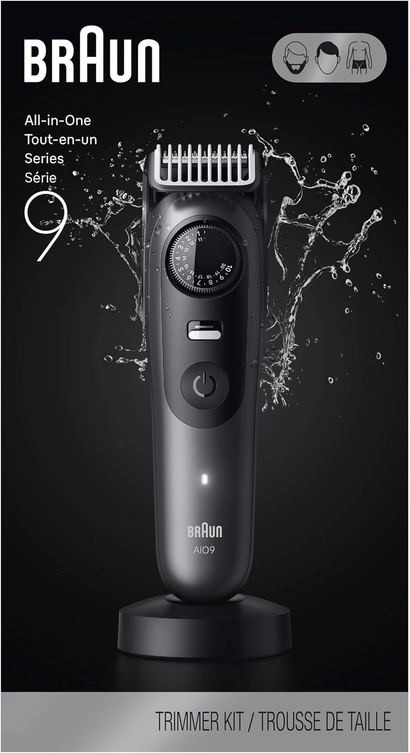 Braun Series 9 All-in-One Beard & Body Grooming Kit for Men, Cordless Trimmer, Hair Clippers & Shaver for Face, Hair & Body with Gillette Labs Razor, AIO 9535