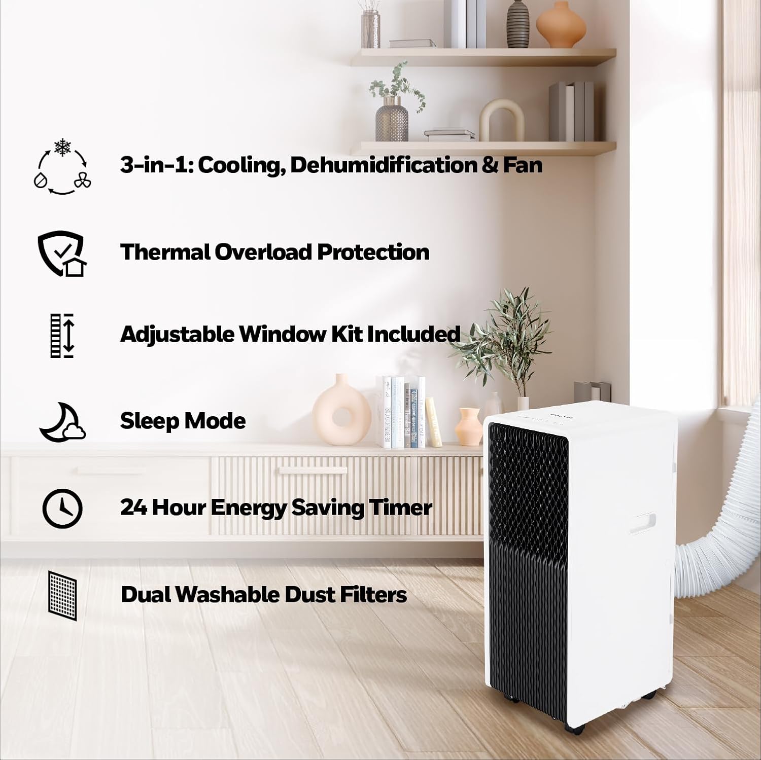Honeywell 11,000 BTU Slim Portable AC with Fan, Dehumidifier – Cools Up to 500 Sq. Ft., HX2CESAWG8 (8,000 BTU SACC)