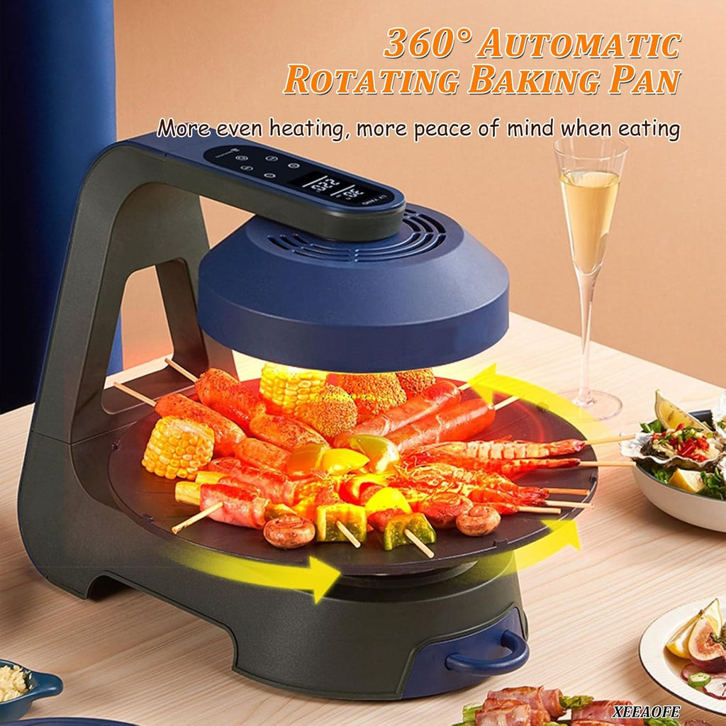 Korean BBQ Grill Indoor, Smokeless Electric Grill with 11 Firepower Level & Timer, LCD Touchscreen Control, Non-Stick Removable Grill Plates