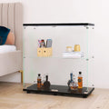 Beauty4U Glass Display Cabinet with 2 Shelves, 2 Doors Curio Cabinets for Living Room, Bedroom, Office, Black Floor Standing Glass Bookshelf, Quick Installation