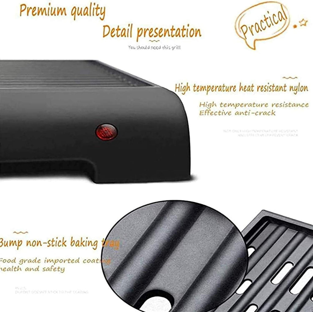 Smokeless Electric Grill Indoor BBQ Filled Drip Tray Reduced Odour Smoke,Household Nonstick Electric Griddle