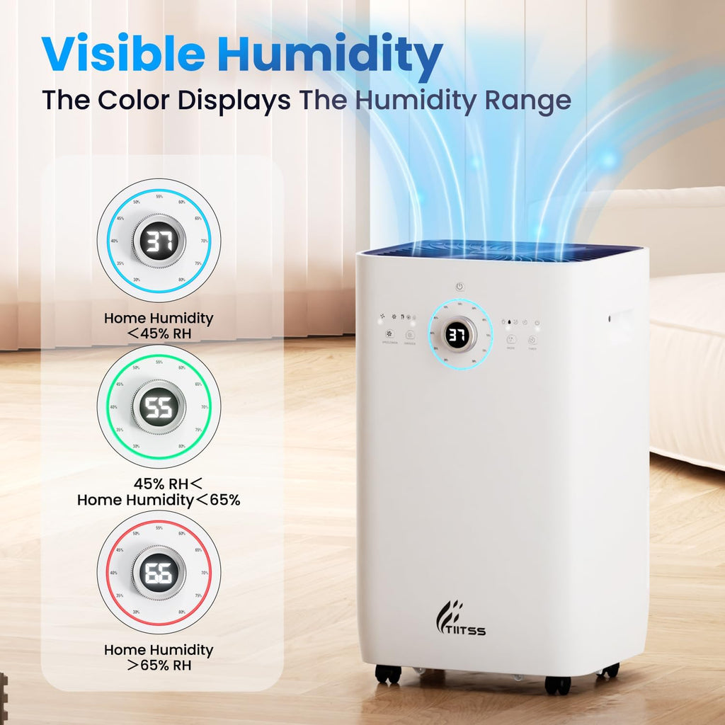 8500 Sq. Ft Dehumidifier for Basement, Large Rooms - 150 Pints Dehumidifier with Drain Hose, Built-in Pump, Dust Removal, Auto Defrost, Intelligent Humidity Control, 3 Smart Modes