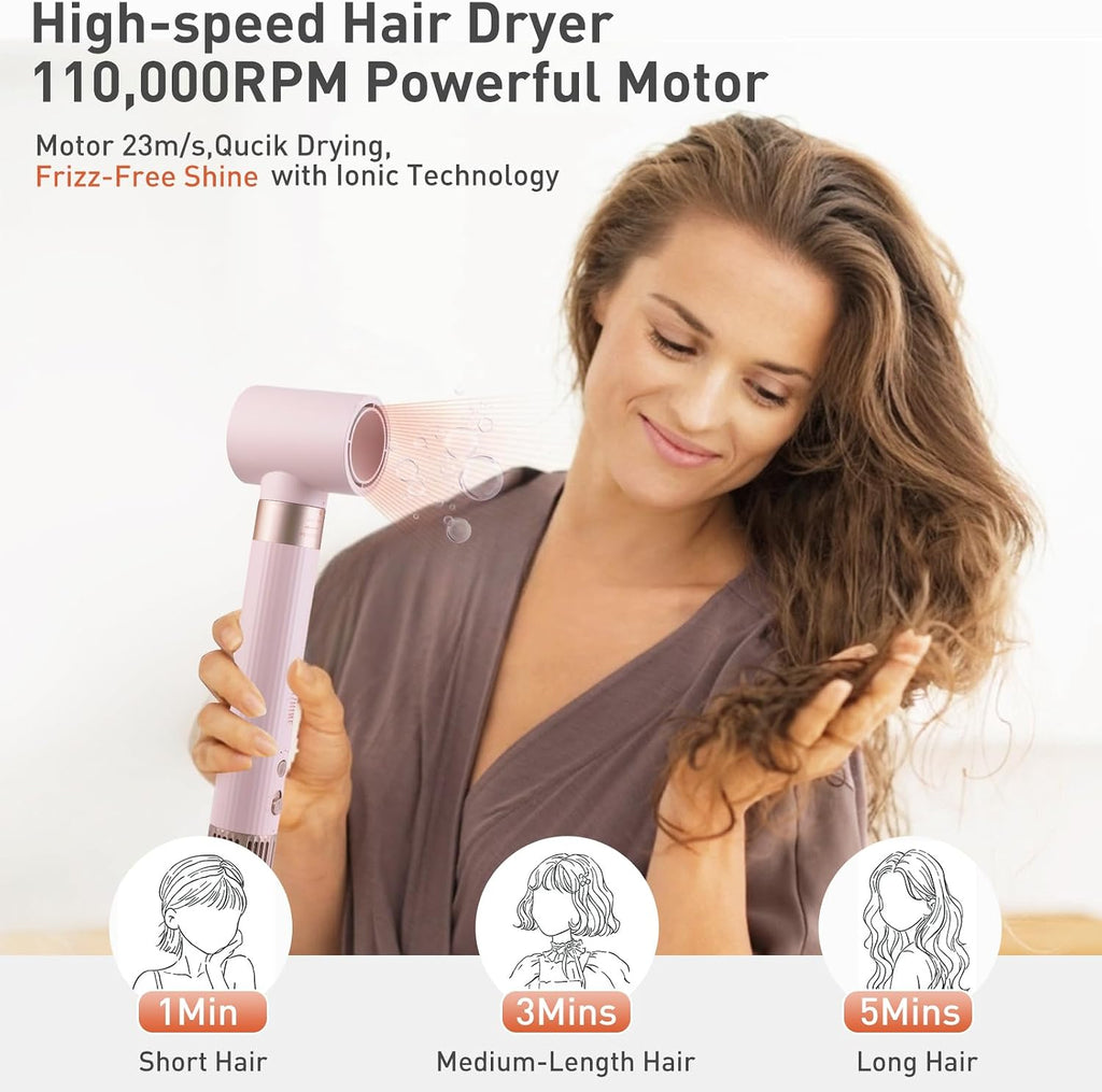TANSHINE Blow Dryer Brush Set,5 in 1 Professional Hot Air Styler Hair Dryer Brush Styler,High-Speed Dryer Air Curler for Fast Drying Curling Volumizing Straightening Styling,Ionic Technology,Pink