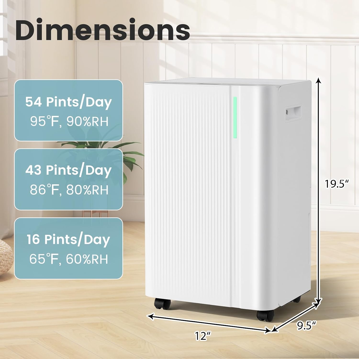 ARLIME 4500 Sq.Ft Dehumidifier for Home, 54 Pints Dehumidifier for Bathroom Bedroom Basement w/Drain Hose, 3 Modes, LED Display, 3-Color Indicator Light, 24H Timer, Child Lock & Auto Defrost