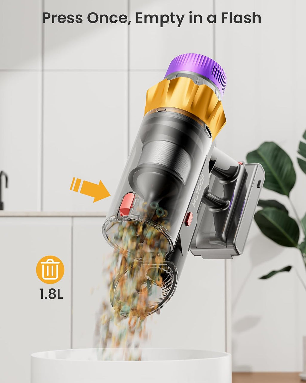 Cordless Vacuum Cleaner, 650W 55KPA 70 Mins Vacuum Cleaners for Home, Self-Standing Cordless Vacuum with Charging Dock Station, LED Display, Upgraded Anti-Tangle Stick Vacuum for Pet Hair/Carpet/Floor