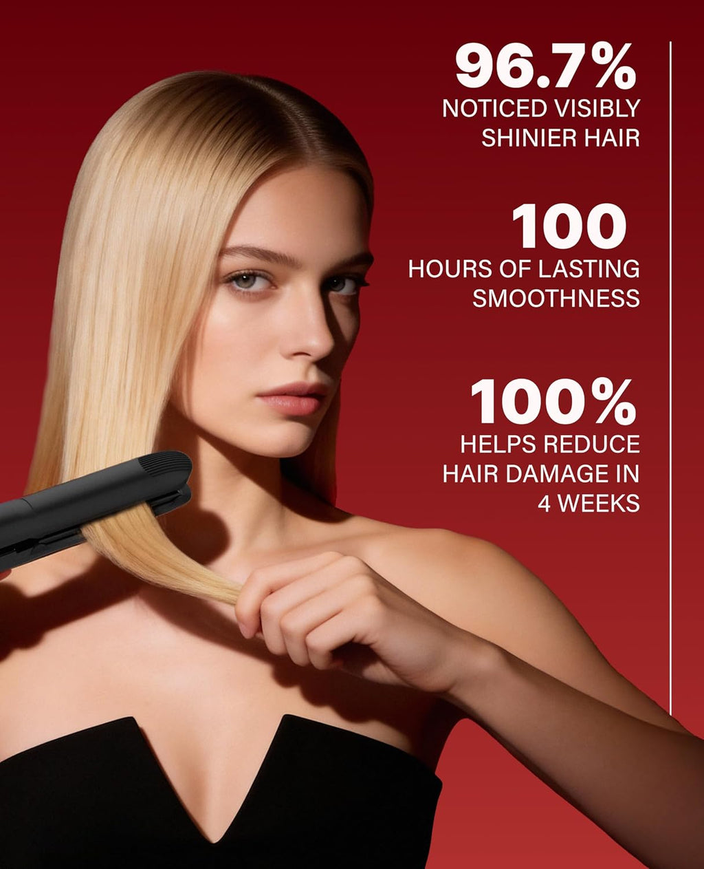 GLAMPALM GlamMuse Wide 1.5' | All-Ceramic Flat Iron Infused with Vita-C, Salon Results with Less Heat Damage, Trusted by K-Pop Hair Stylists Hair Straightener for Thick Hair, Silk Press | GP501T