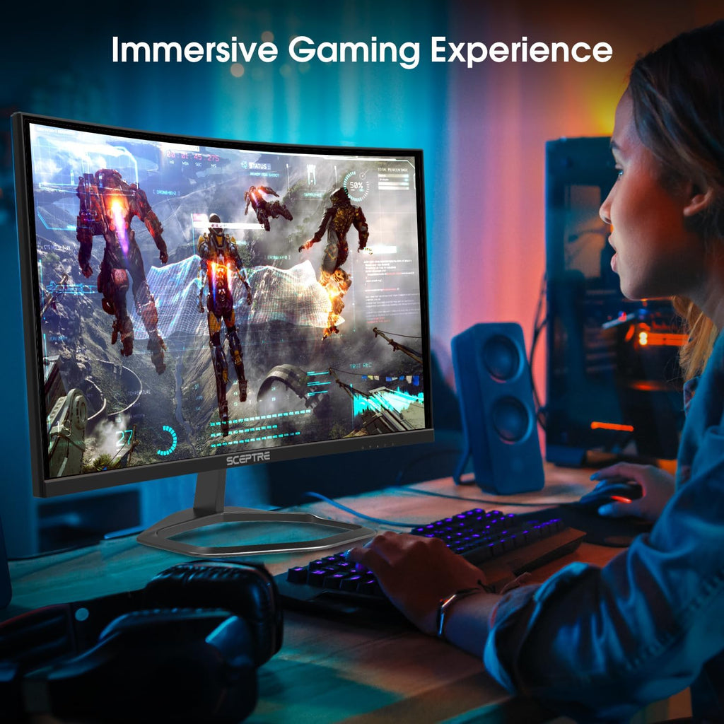 New! Sceptre Curved 24.5-inch Gaming Monitor up to 240Hz 1080p R1500 1ms DisplayPort x2 HDMI x2 Eye Care Build-in Speakers, Machine Black 2026 (C255B-FWT240 Series)