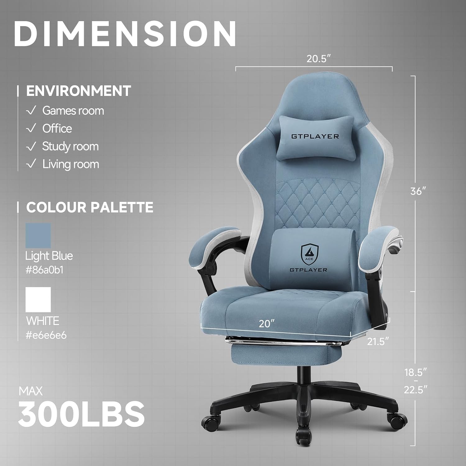 GTPLAYER Gaming Chair, Computer Office Chair with Pocket Spring Cushion, Linkage Armrests and Footrest, High Back Ergonomic Computer Chair with Lumbar Support Task Chair with Footrest