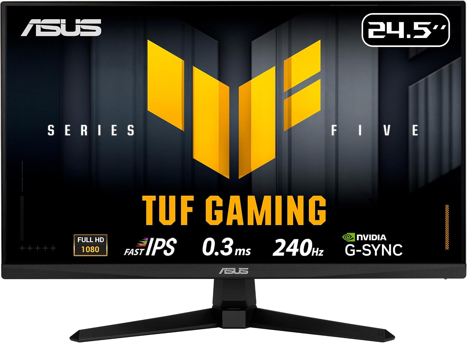 ASUS TUF Gaming Series 5 24.5' 1080P Monitor (VG259QM5A) – Full HD, Fast-IPS, 240Hz, 0.3ms, G-SYNC Compatible, FreeSync Premium, 99% sRGB, DisplayWidget, Gaming AI, 3 yr Warranty