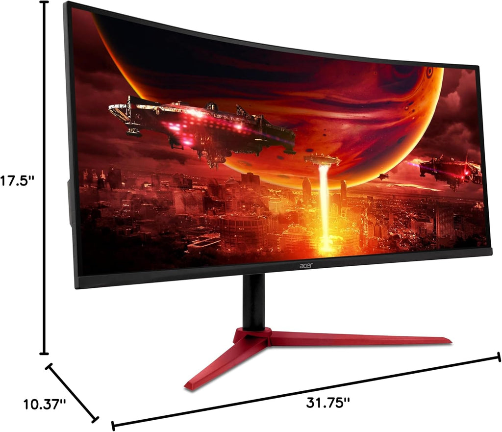 acer Nitro 34 Inch UWQHD 3440 x 1440 1500R Curved PC Gaming Monitor | AMD FreeSync Premium | Up to 180Hz Refresh | 1ms (VRB) | 400nit | DisplayHDR 400 | One DP 1.4 & Two HDMI 2.0 | XZ342CU Vbmiiphx