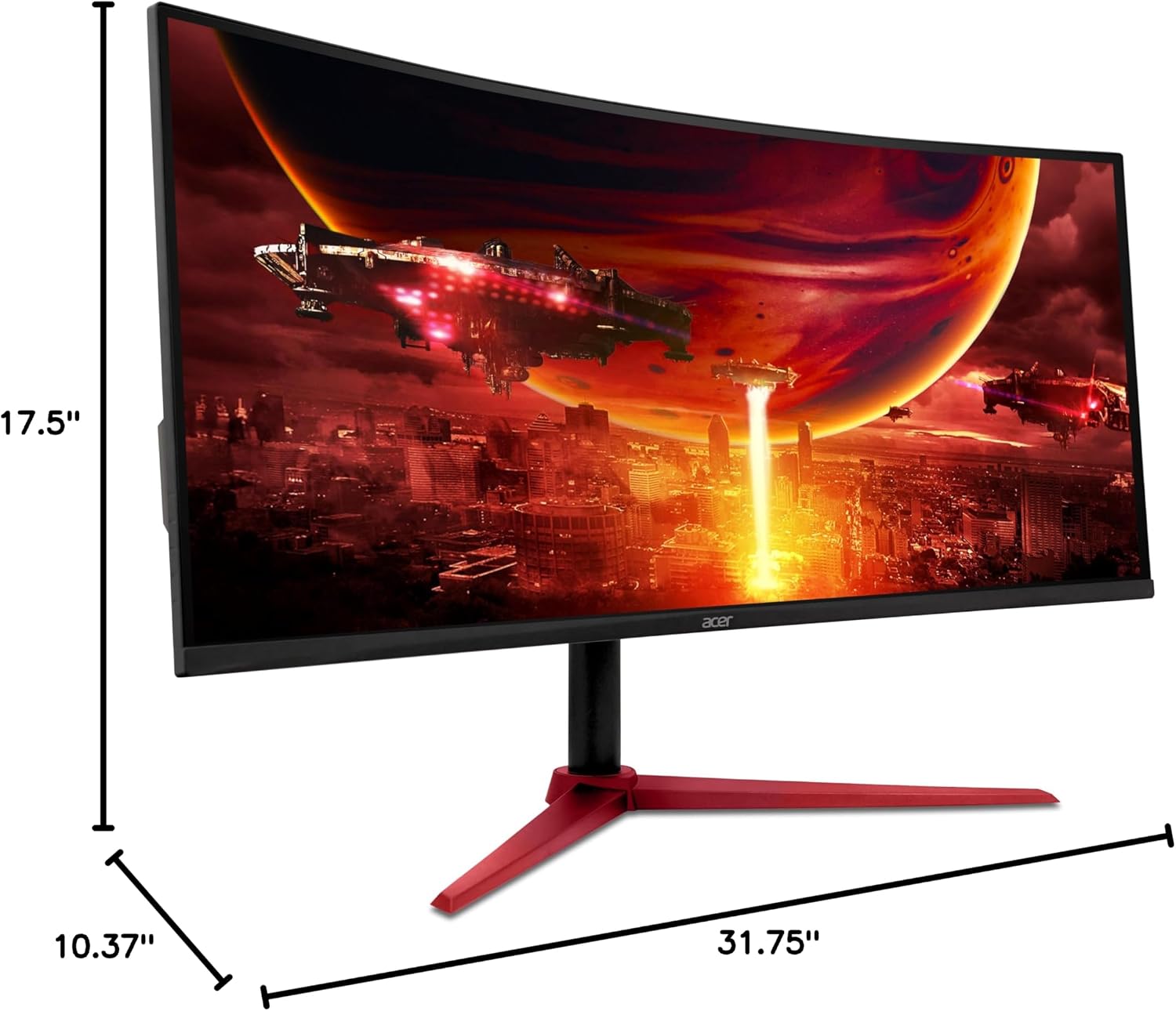 acer Nitro 34 Inch UWQHD 3440 x 1440 1500R Curved PC Gaming Monitor | AMD FreeSync Premium | Up to 180Hz Refresh | 1ms (VRB) | 400nit | DisplayHDR 400 | One DP 1.4 & Two HDMI 2.0 | XZ342CU Vbmiiphx
