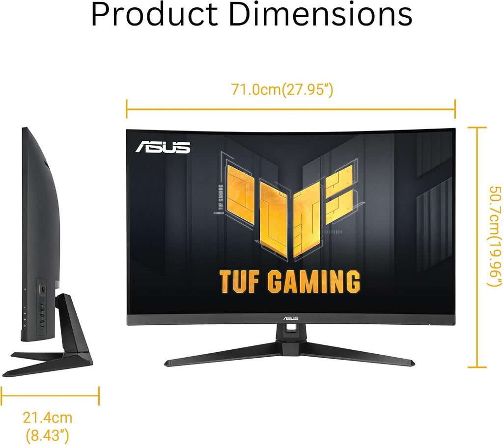 ASUS TUF Gaming 31.5' 1440P Curved HDR Gaming Monitor (VG32WQ3B) – QHD (2560 x 1440), 180Hz, 0.5ms, 1500R, Extreme Low Motion Blur, FreeSync, 90% DCI-P3, Shadow Boost, DisplayWidget, 3 yr Warranty