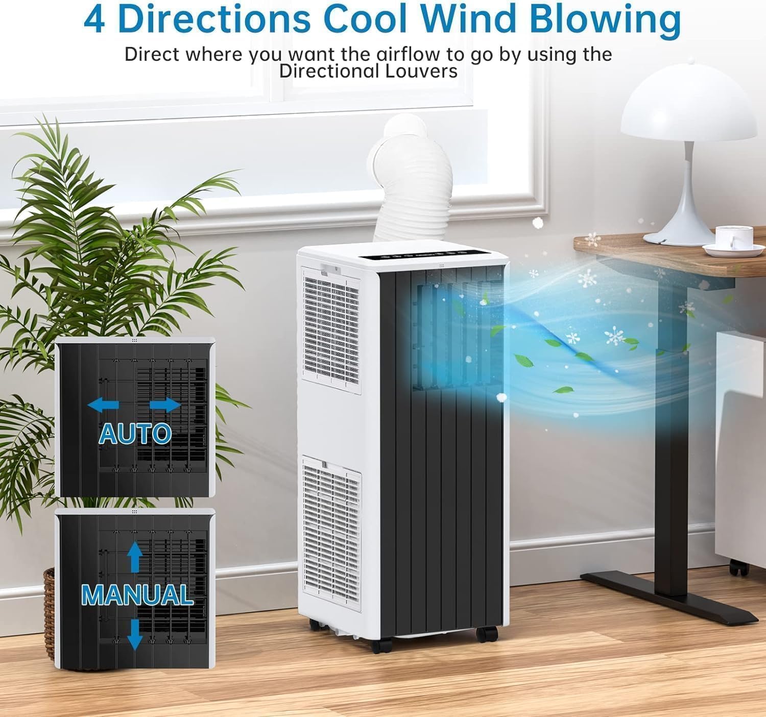 Portable Air Conditioner, 8,000 BTU Cools up to 350 Sq. Ft., LED Touch Panel, with Remote Contro, Built-in Dehumidifier, Fan, 3 in 1 Compact Indoor Quite AC Unit for Home Office Dorm RV, Black