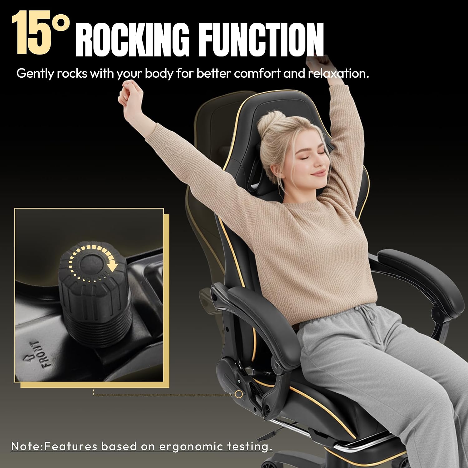 Dowinx Big and Tall Gaming Chair 350LBS, Racing Style Ergonomic Computer Chair with Side-Mounted Recline Control, Footrest & Massage Lumbar, High Back Chair with Embroidered Design for Work, Black