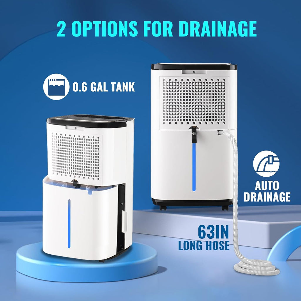 Dehumidifier for Basement 2500 Sq.Ft 30 Pint Small Home Dehumidifiers with Drain Hose for Medium to Large Room, Smart Humidity Control, Removable Air Filter, 2.2L Water Tank