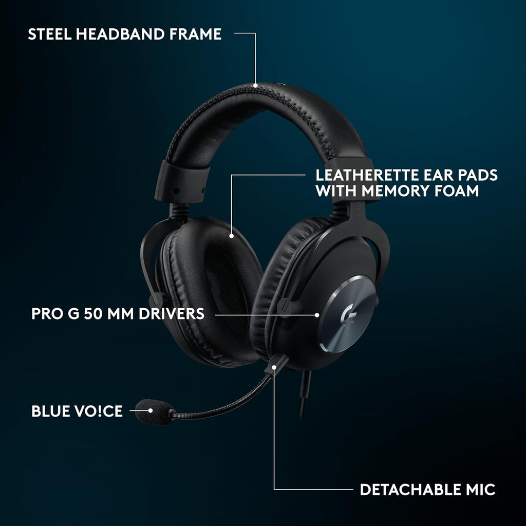 Logitech G Pro X SE Wired Gaming Headset with Microphone: Detachable Mic, DTS Headphone:X 7.1, Memory Foam Ear Pads, 50 mm Drivers, USB DAC Incl. - Black, Pack of 4
