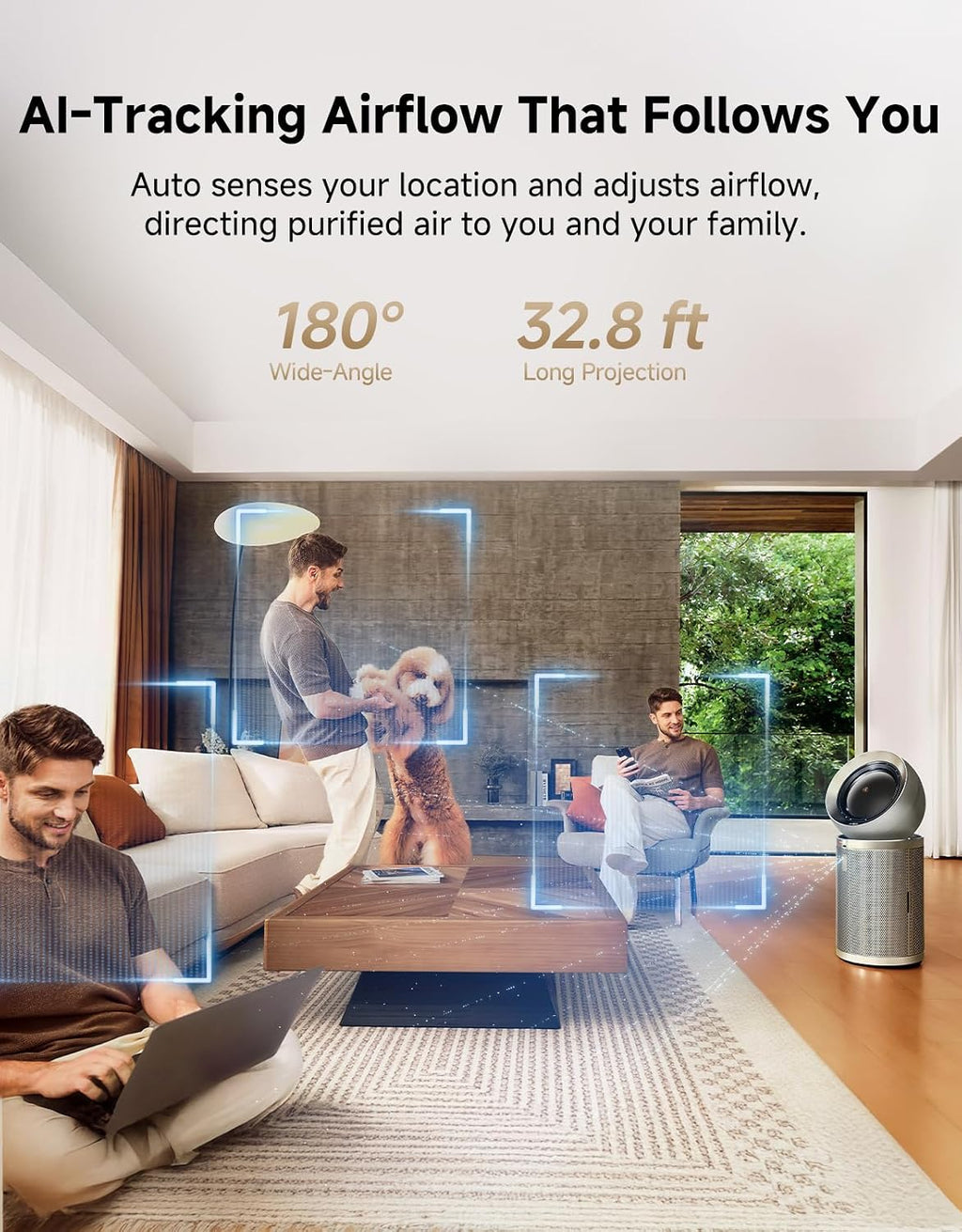 Dreame Smart Air Purifier for Home Large Room, Cleans 7,534 ft² in One Hour with 4 Filters, Dual-way Air Oulets, Al Tracking, Air Quality Monitor with 7 Sensors, 3-in-1 Purifier, Heater & Fan, PM20