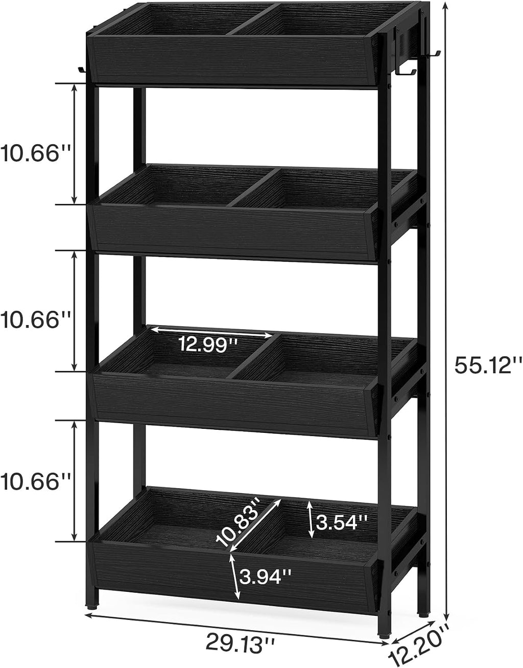 Tribesigns 4-Tier Retail Snack Display Shelf, Snack Rack Display Stand with 4 Hooks, Retail Shelves Racks for Vendors, Store, Supermarket and Home Kitchen