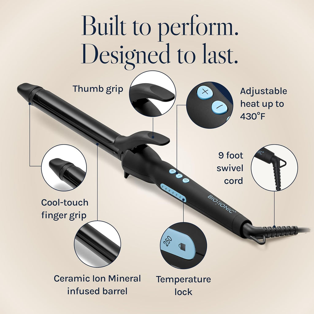 Bio Ionic Long Barrel Curling Iron with Moisture Heat Technology & NanoIonic MX Versatile Curling Wand - Multiple Barrel Sizes for Tight, Classic, Loose & Soft Curls